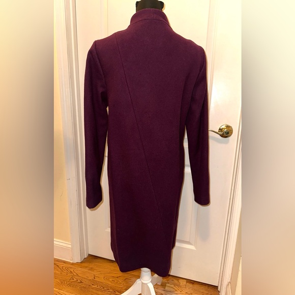 Kate Spade Saturday Coat Sz M Purple Burgundy Wool Blend Asymmetrical Cocoon - Picture 4 of 6